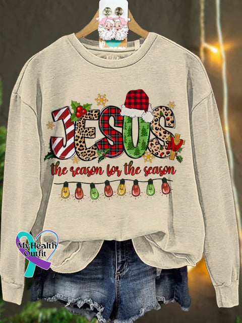 Jesus The Reason For Season Merry Christmas Casual Sweatshirt Sand / S
