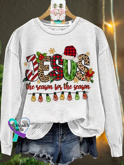 Jesus The Reason For Season Merry Christmas Casual Sweatshirt White / S