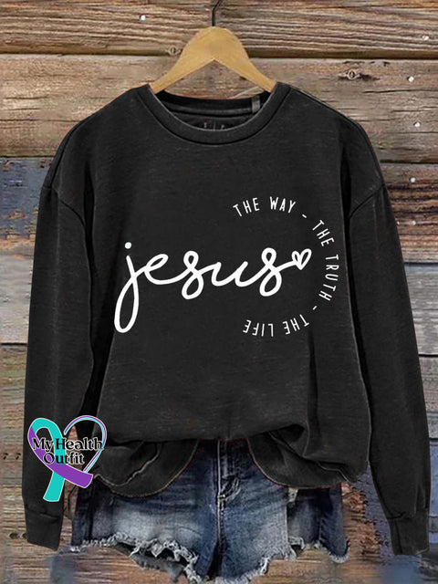 Jesus The Way Truth Life Casual Sweatshirt Black / S