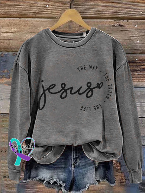 Jesus The Way Truth Life Casual Sweatshirt Grey / S