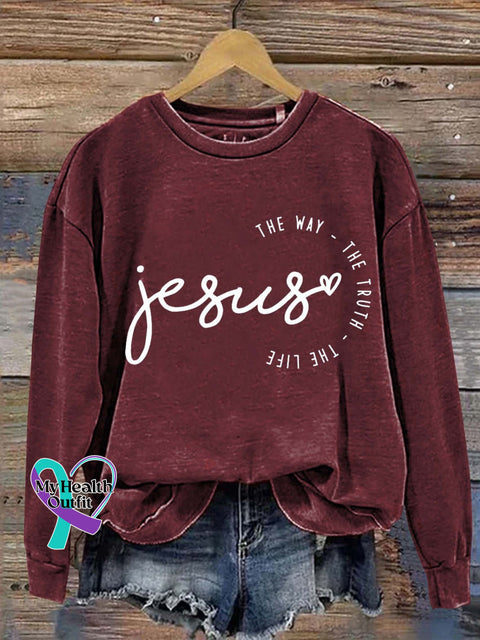 Jesus The Way Truth Life Casual Sweatshirt Maroon / S