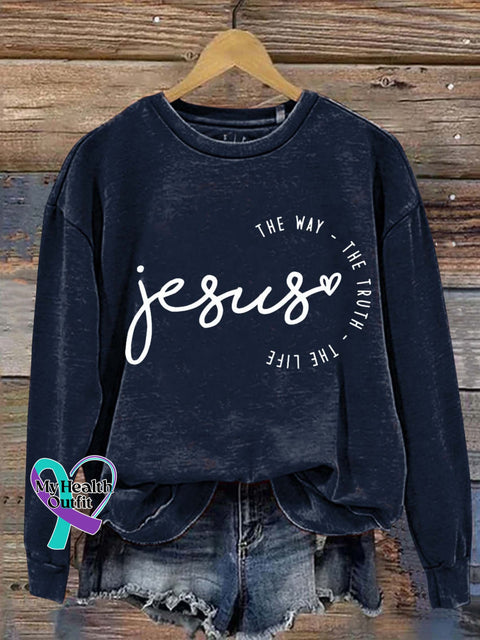 Jesus The Way Truth Life Casual Sweatshirt Navyblue / S