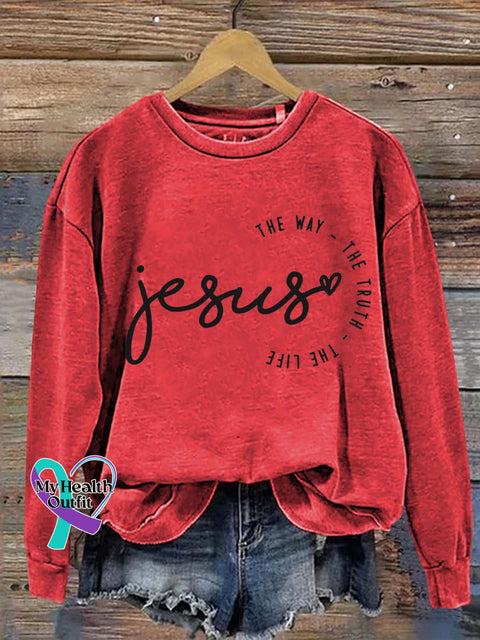 Jesus The Way Truth Life Casual Sweatshirt Red / S