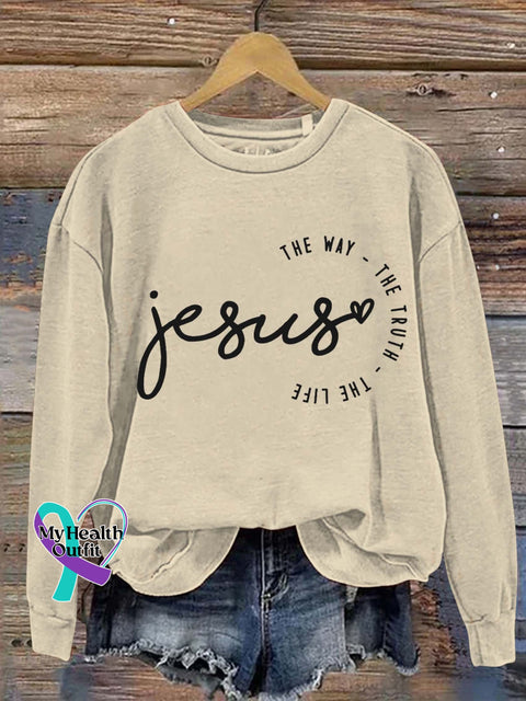 Jesus The Way Truth Life Casual Sweatshirt Sand / S