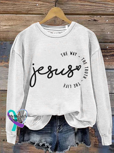 Jesus The Way Truth Life Casual Sweatshirt White / S