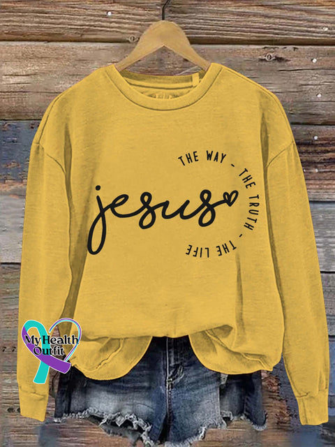Jesus The Way Truth Life Casual Sweatshirt Yellow / S