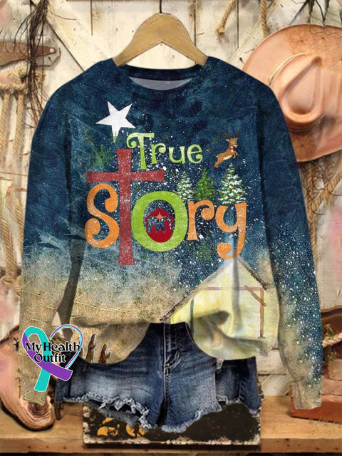 Jesus True Story Art Print Casual Sweatshirt Multicolor / S