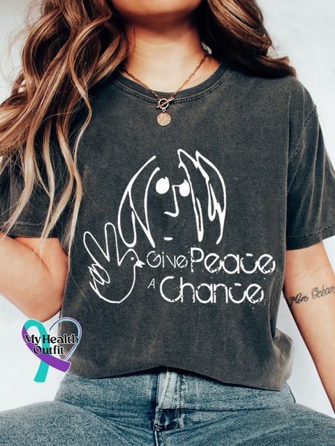 John Lennon Peace Art Print Classic T-Shirt Black / S