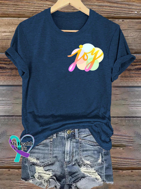 Joy Printed Casual Round Neck Short Sleeve T-Shirt NavyBlue / S