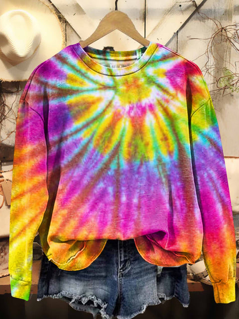 Colorful Psychedelic Tie Dye Print Casual Sweatshirt