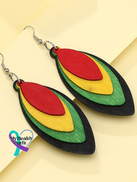 Juneteenth Inspired Wooden Earrings 1 / One Size Reggae