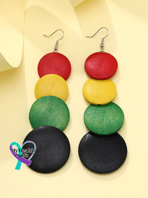 Juneteenth Inspired Wooden Earrings 2 / One Size Reggae