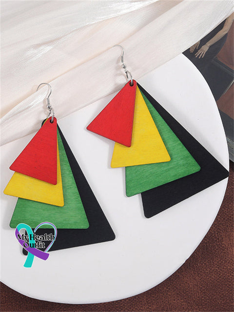 Juneteenth Inspired Wooden Earrings 3 / One Size Reggae