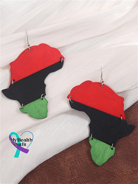 Juneteenth Inspired Wooden Earrings 4 / One Size Reggae