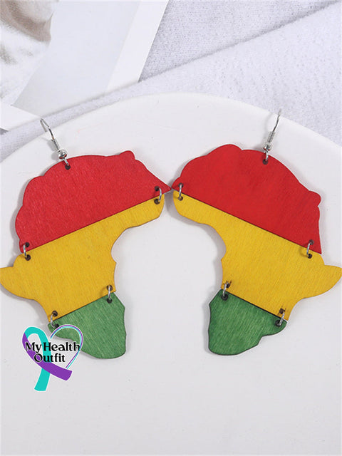Juneteenth Inspired Wooden Earrings 5 / One Size Reggae