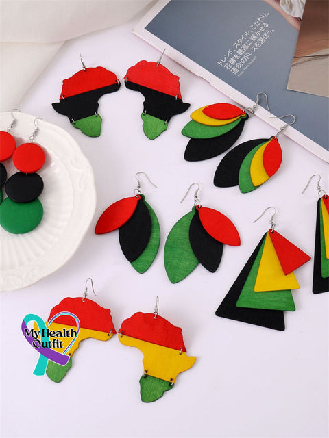 Juneteenth Inspired Wooden Earrings Reggae