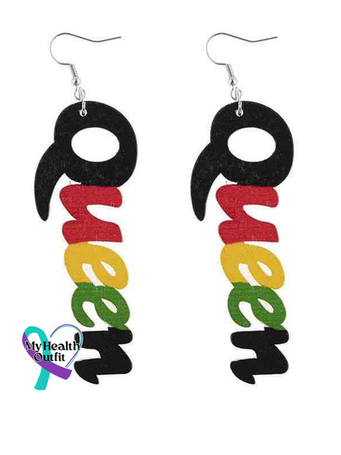 Juneteenth Queen Lightweight Wooden Earrings 1 / One Size Reggae