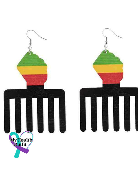Juneteenth Queen Lightweight Wooden Earrings 2 / One Size Reggae