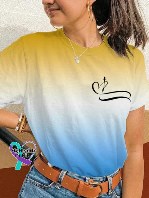 Just A Girl Who Loves Jesus Gradient Art Pattern Print Casual T-Shirt