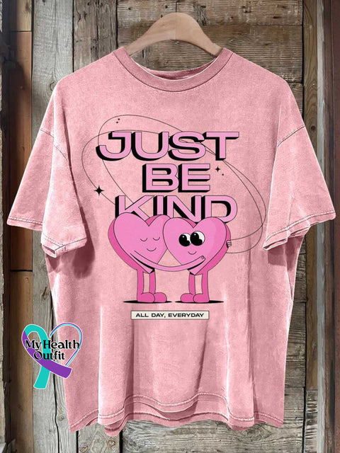Just Be Kind All Day Every Heart Mental Health Awareness T-Shirt Pink / S