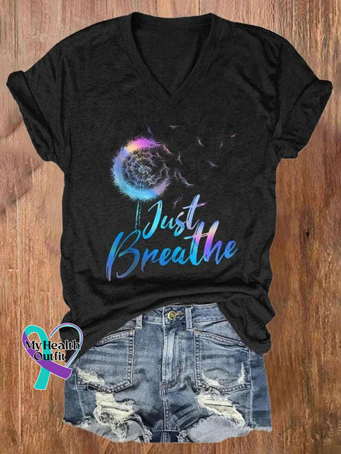Just Breathe Art Casual T-Shirt Black / S