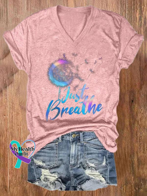 Just Breathe Art Casual T-Shirt Pink / S