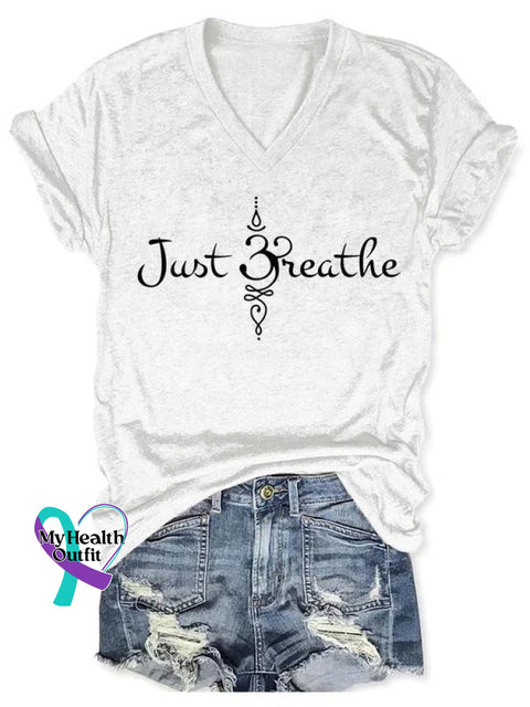 Just Breathe Art Casual T-Shirt White / S