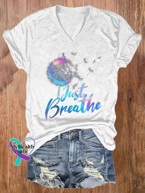 Just Breathe Art Casual T-Shirt White / S
