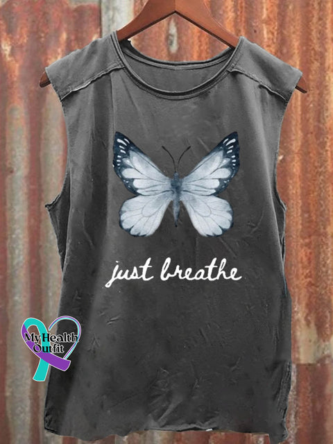 Just Breathe Art Print Casual Shirt Grey / S