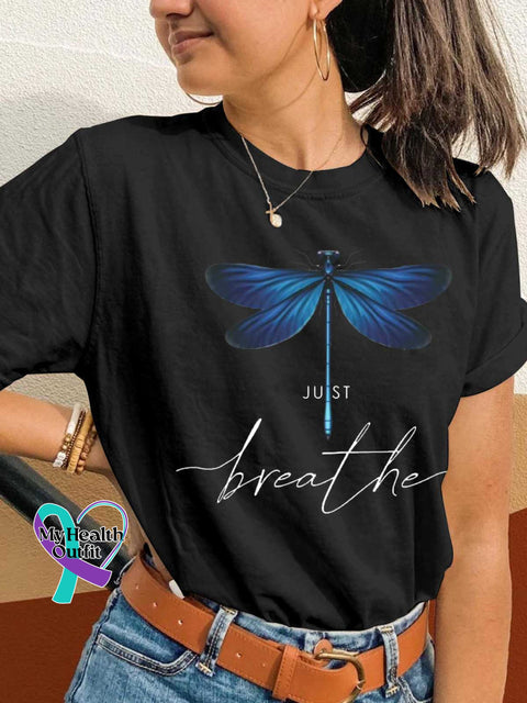 Just Breathe Dragonfly T-shirt Black / S