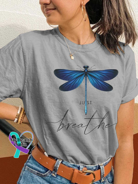 Just Breathe Dragonfly T-shirt Grey / S