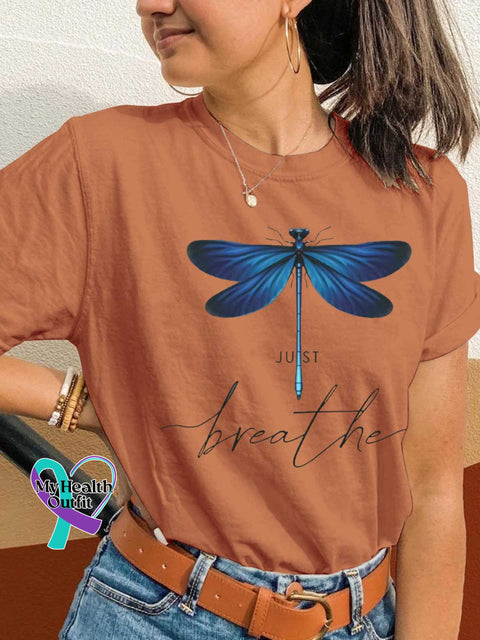 Just Breathe Dragonfly T-shirt Orange / S