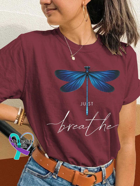 Just Breathe Dragonfly T-shirt Red / S