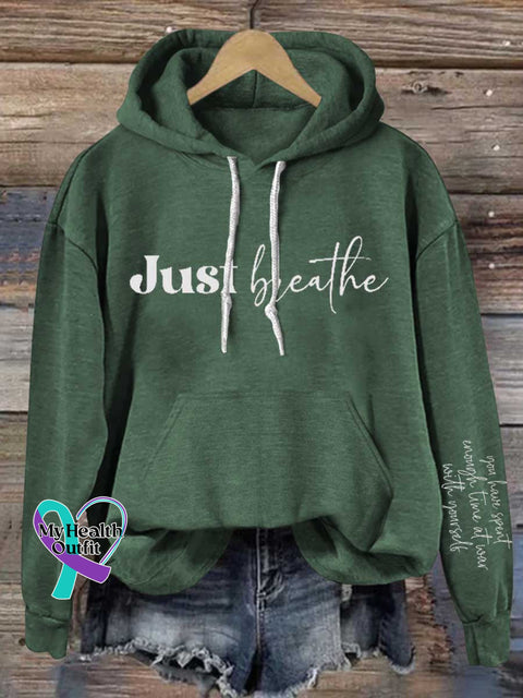 Just Breathe Mental Health Awareness Casual Hoodie Sweatshirt