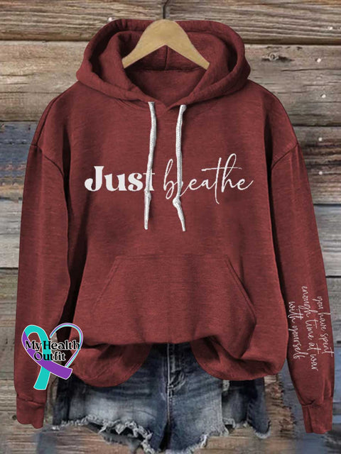 Just Breathe Mental Health Awareness Casual Hoodie Sweatshirt