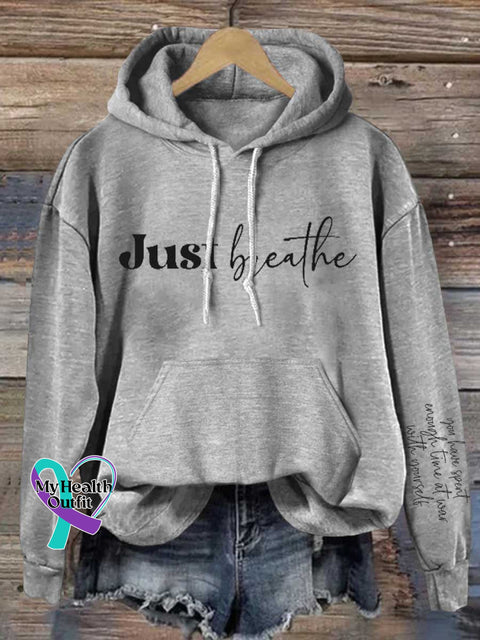 Just Breathe Mental Health Awareness Casual Hoodie Sweatshirt