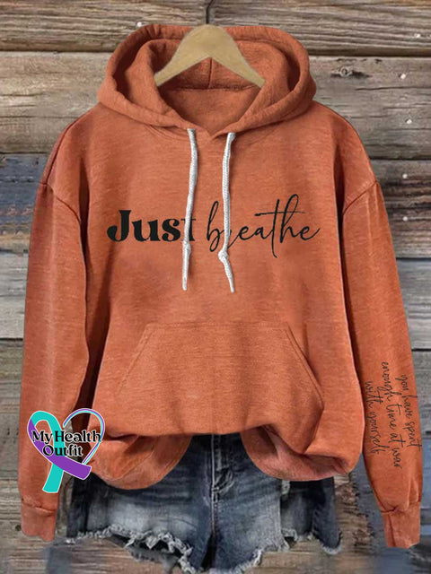 Just Breathe Mental Health Awareness Casual Hoodie Sweatshirt