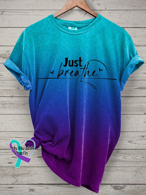 Just Breathe Mental Health Print Casual T-Shirt Multicolor / S