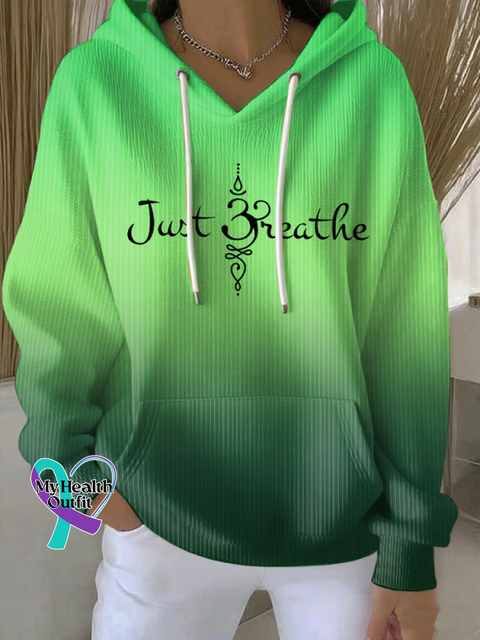 Just Breathe Suicide Prevention Awareness Art Casual Sweatshirt Green / S