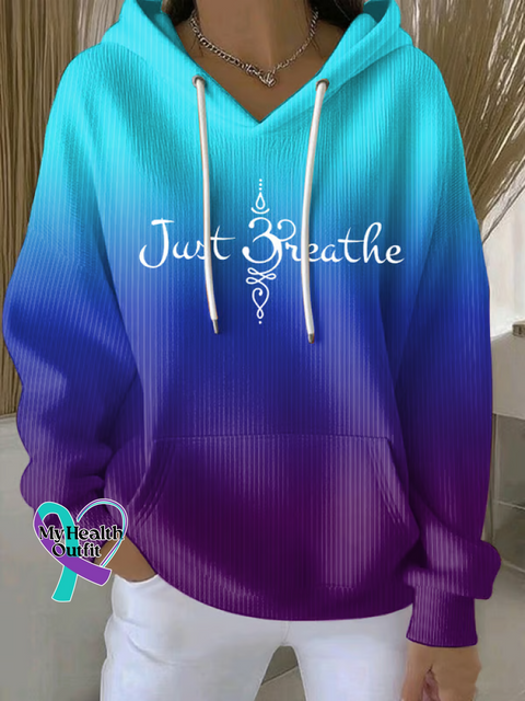 Just Breathe Suicide Prevention Awareness Art Casual Sweatshirt Purple / S
