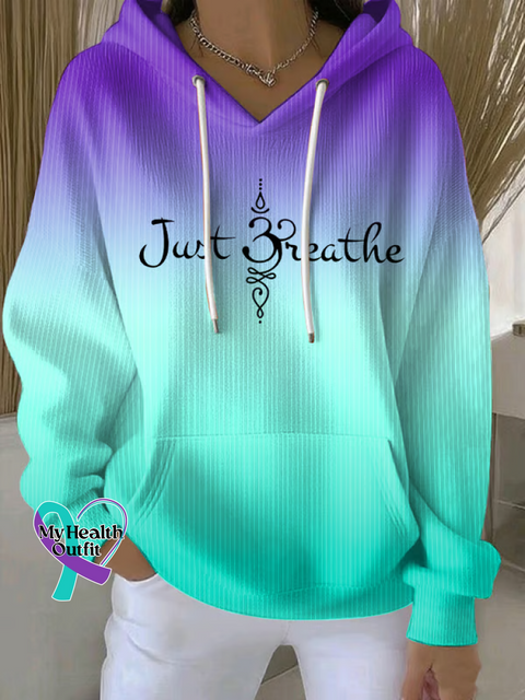 Just Breathe Suicide Prevention Awareness Art Casual Sweatshirt Teal / S