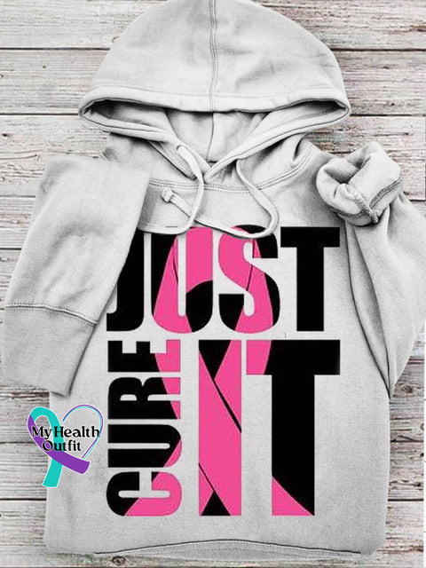 Just Cure It Breast Cancer Awareness Print Casual Hoodie White / S