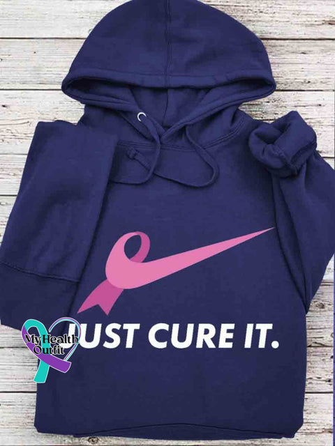 Just Cure It Breast Cancer Hooded Sweatshirt Blue / S