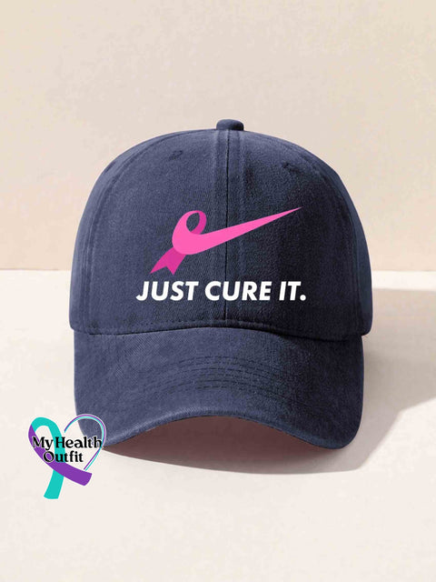 Just Cure It Breast Cancer Print Cap Navyblue / Onesize
