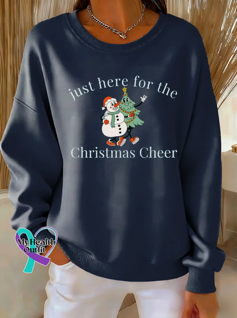 Just Here For The Christmas Cheer Print Casual Sweatshirt Blue / S