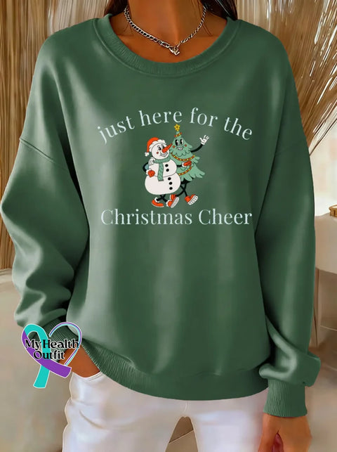 Just Here For The Christmas Cheer Print Casual Sweatshirt Green / S