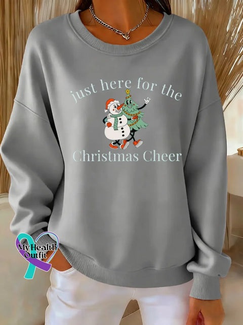 Just Here For The Christmas Cheer Print Casual Sweatshirt Grey / S