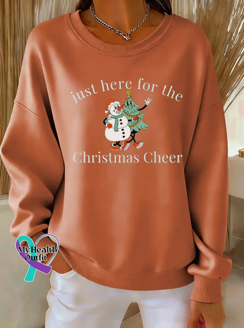 Just Here For The Christmas Cheer Print Casual Sweatshirt Orange / S