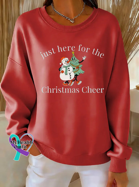 Just Here For The Christmas Cheer Print Casual Sweatshirt Red / S