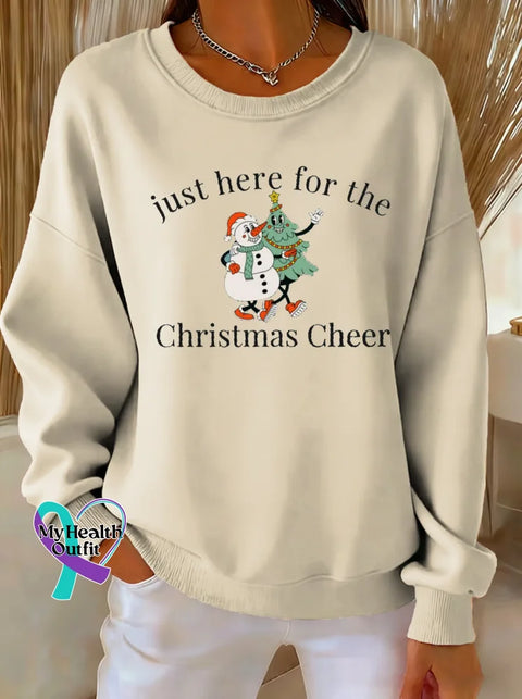 Just Here For The Christmas Cheer Print Casual Sweatshirt Sand / S